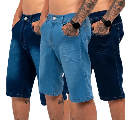 ✅ Kit 3 Bermudas Jeans Masculina