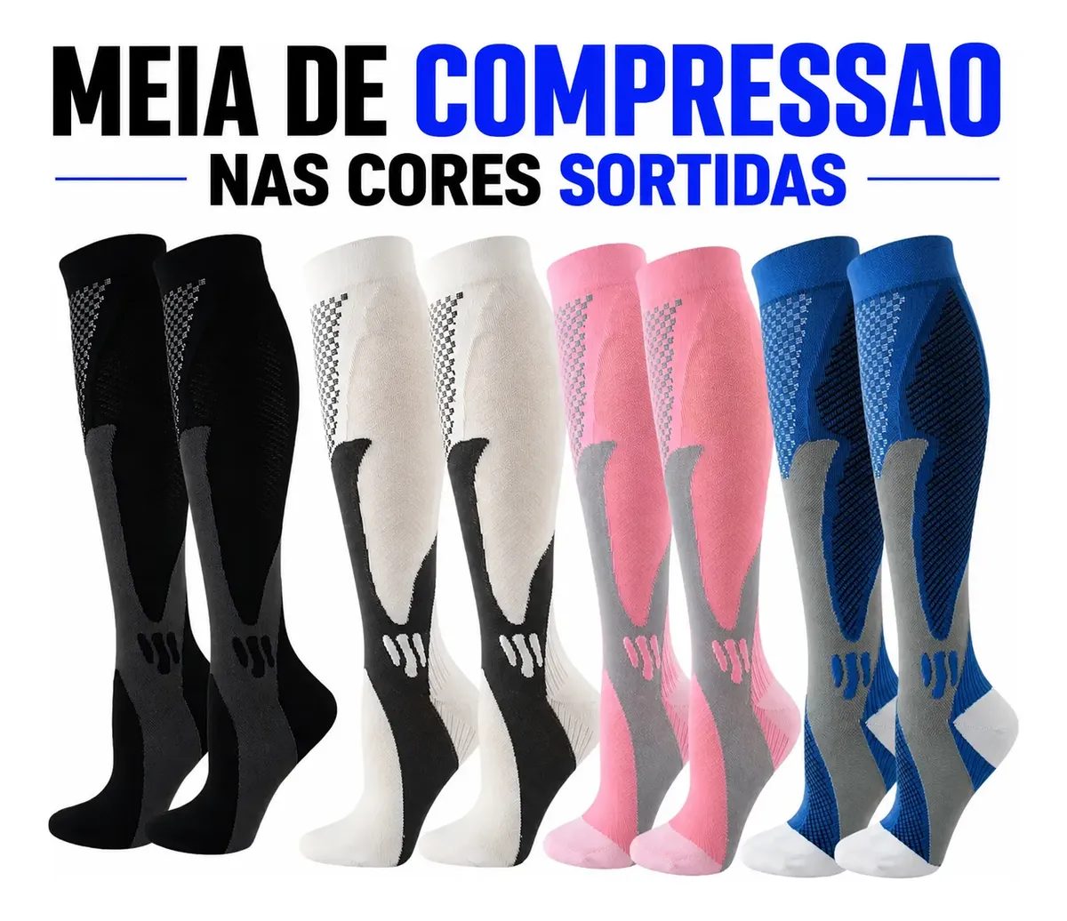 Kit 3 Pares Meia De Compressão