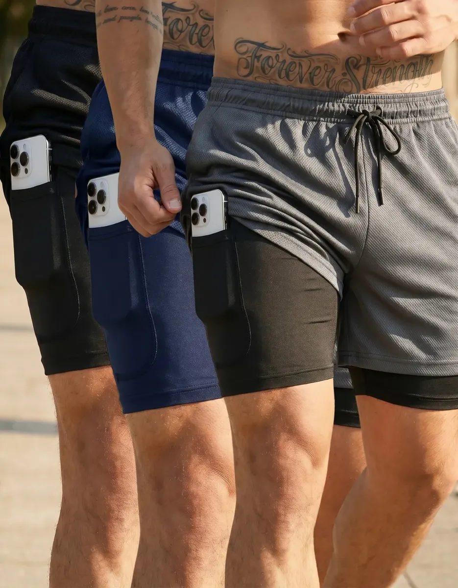 Kit 3 Shorts 2 Em 1 Dryfit
