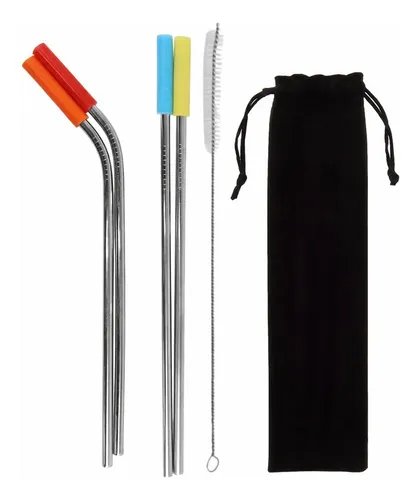 ✅ Kit 4 Canudos Inox Reutilizáveis