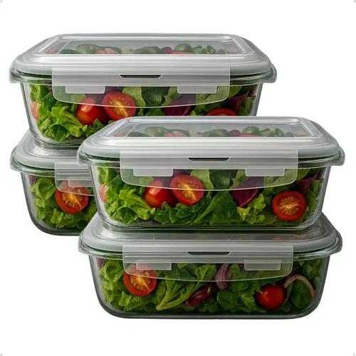 ✅ Kit 4 Potes Vidro Herméticos