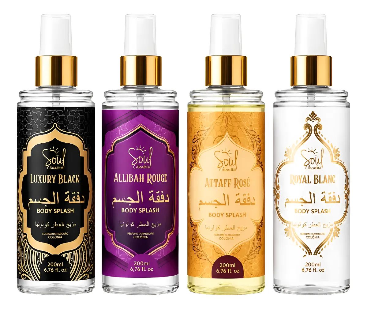 Kit 4 Produto Body Splash Arabe 200ml Soul Cosméticos