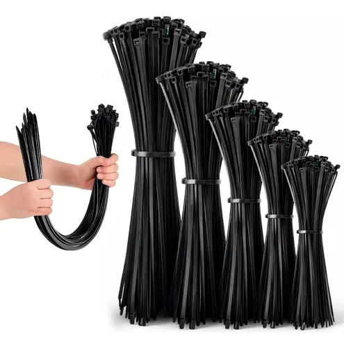 Kit 500 Fita Hellerman Cinta Plástica Enforca Gato 5 Tamanho Preto
