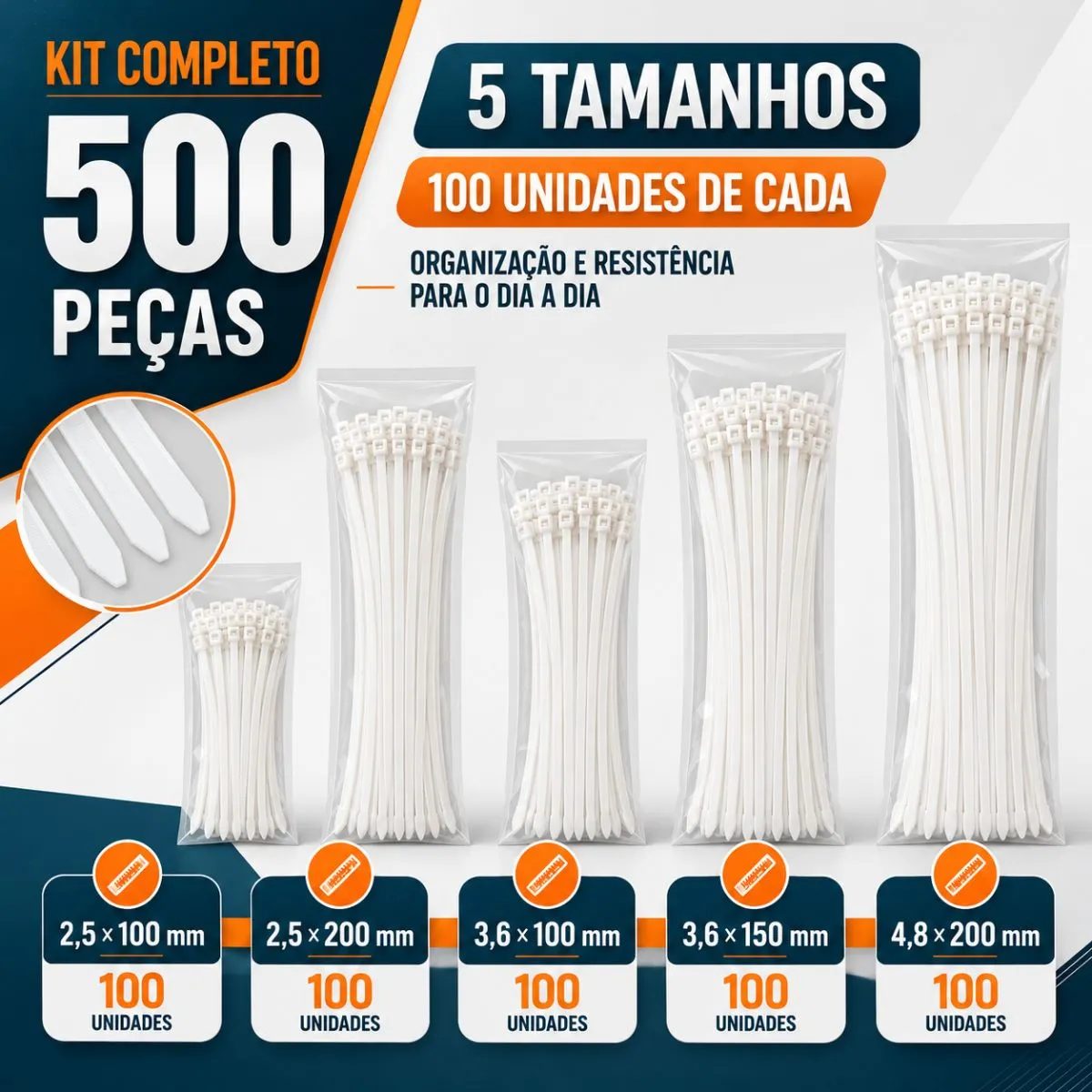 Kit 500 Fita Hellerman Cinta Plástica Enforca Gato 5 Tamanho - (Mercado Livre)