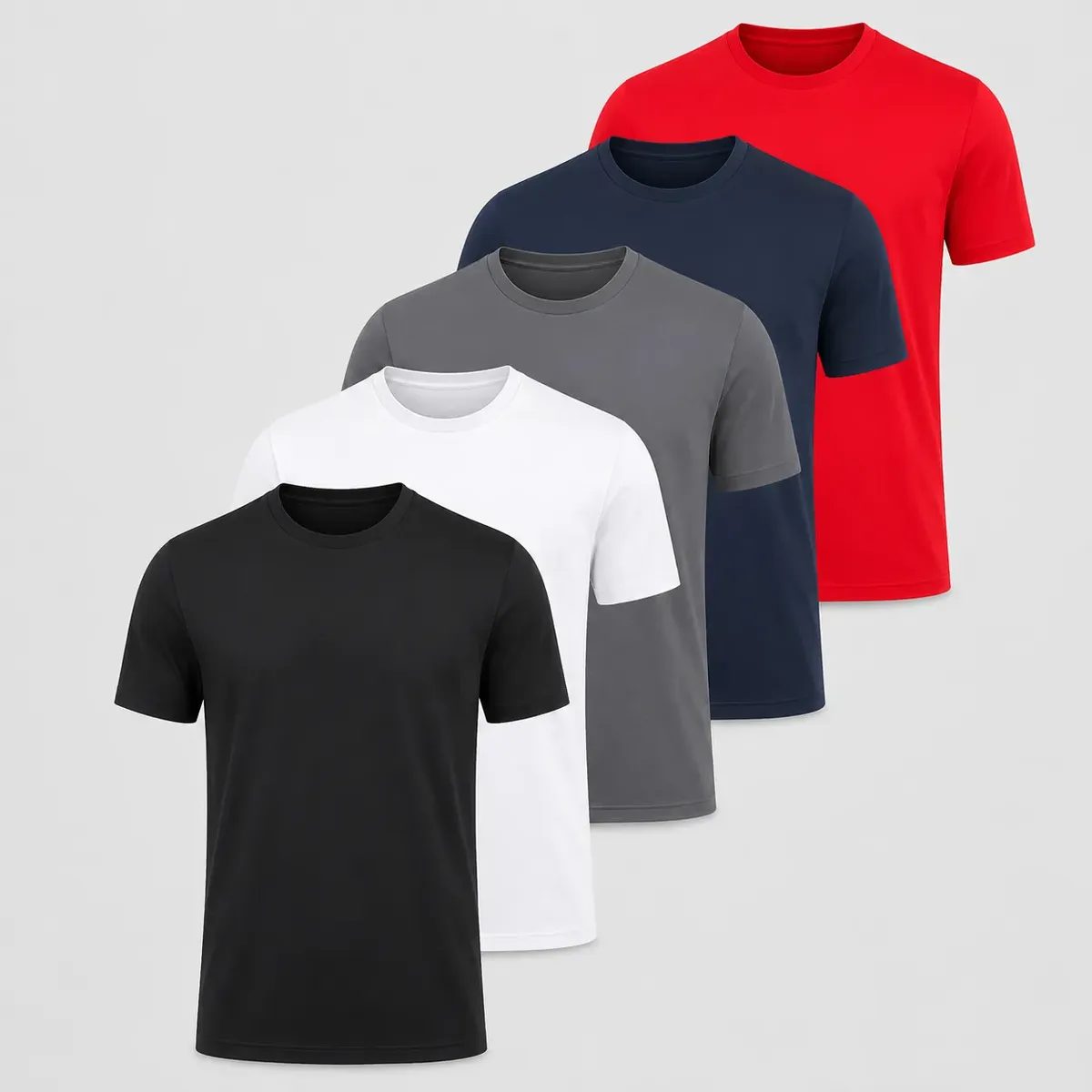 Kit 5 Camisas Masculina Camiseta Básica Malha Fria Oferta Kit 5 Cores Diferentes Básica - 