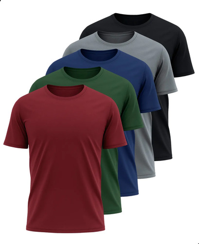 Kit 5 Camisetas Básicas Masculina Dry Fit