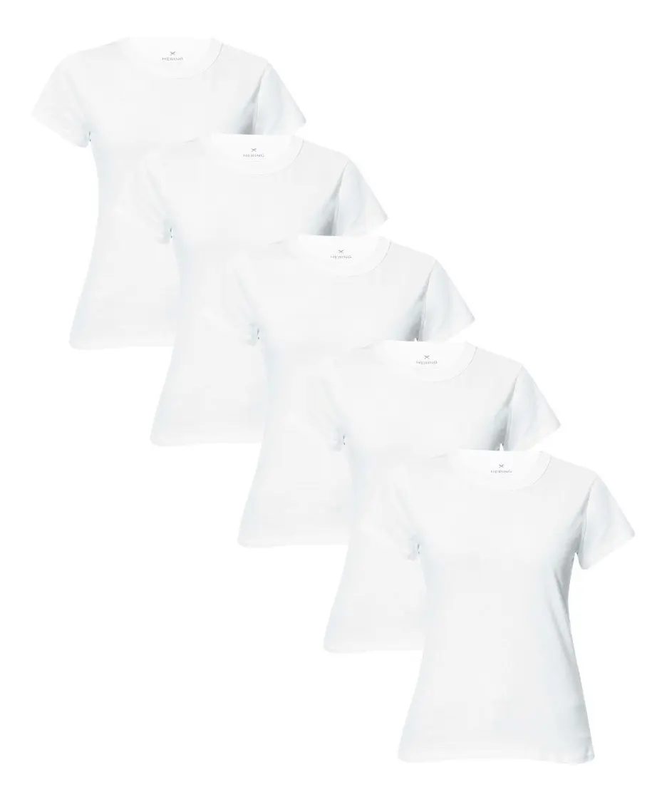 Kit 5 Camisetas Feminina Manga Curta Hering