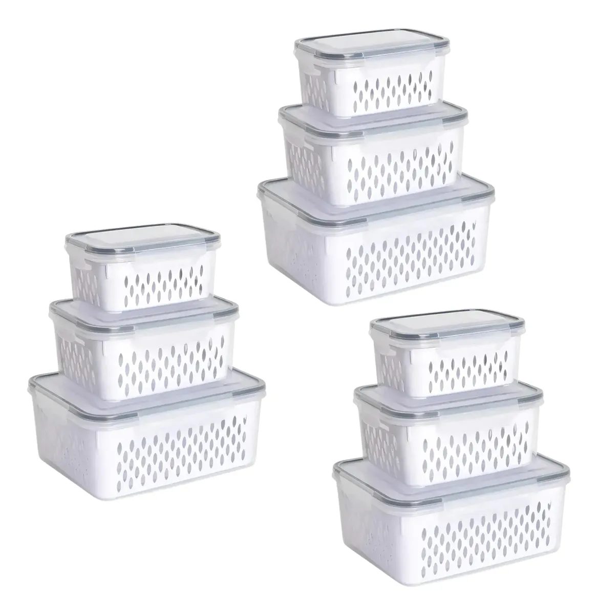 Kit 9 Organizadores Geladeira Alimentos Vegetais Com Tampas