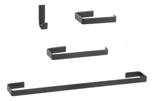 Kit Acessórios Banheiro Lavabo 4 Peças Inox Preto Fosco
