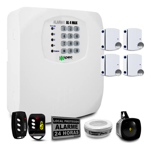 Kit Alarme Residencial E Com. Ipec 4 Sensores + Discadora