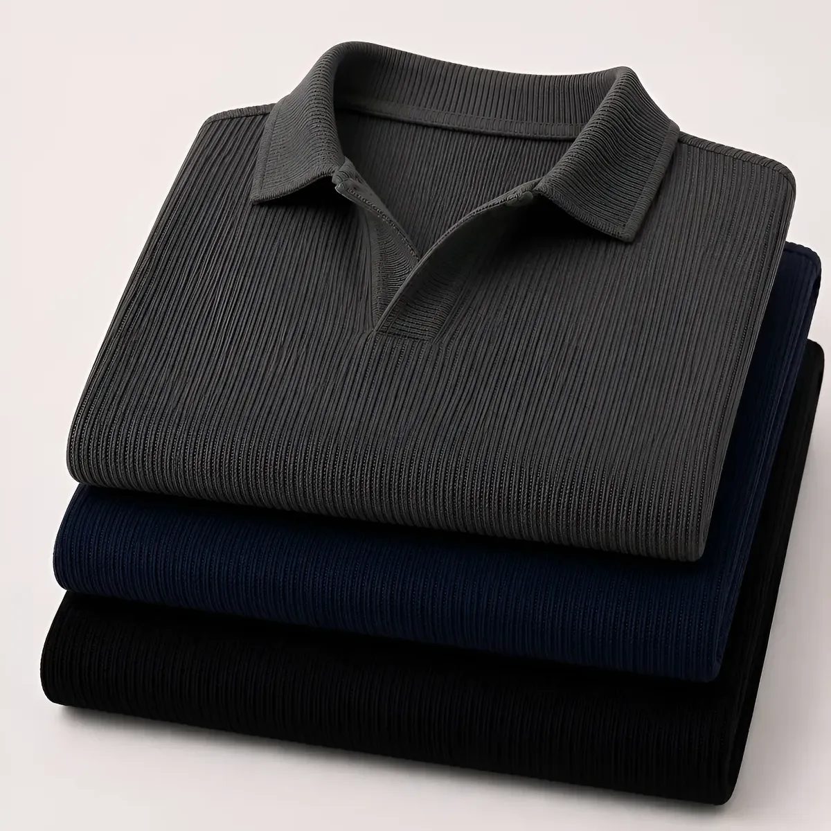 Kit com 3 Camisas Polo Canelada Gola Italiana