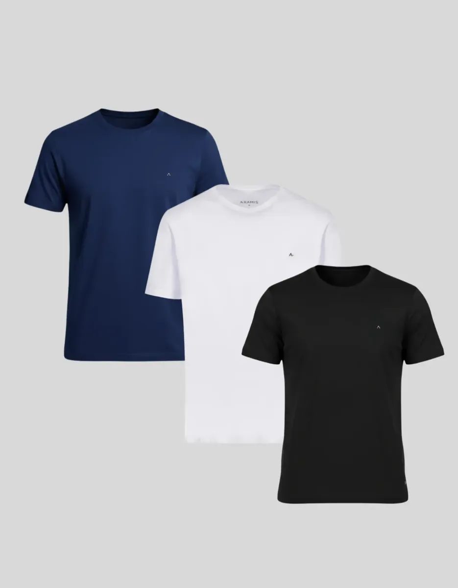 Kit Camisetas 3un Aramis Preta/azul-marinho/branca
