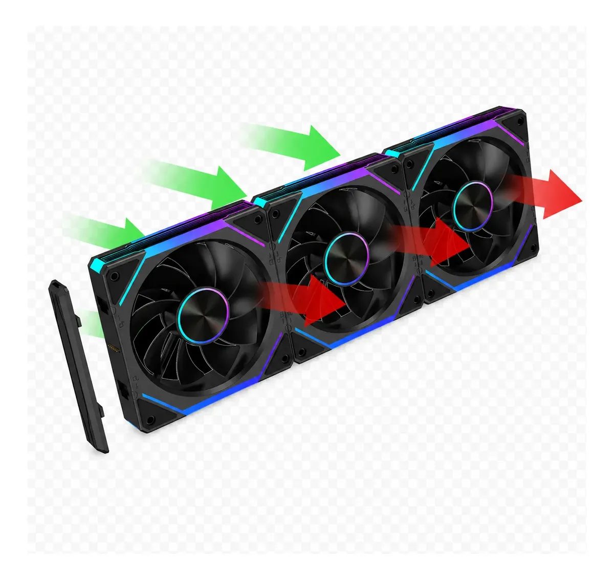 Kit Fan Magnético Reverse 3 Em 1 Obsid Unifan Argb 120mm Pt Preto