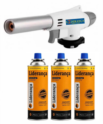 Kit Maçarico Portátil Automático 1300°C com 4 Refis de Gás Butano