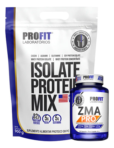 Kit Whey Protein Isolate Protein Mix Zma Vitamina B6 Profit