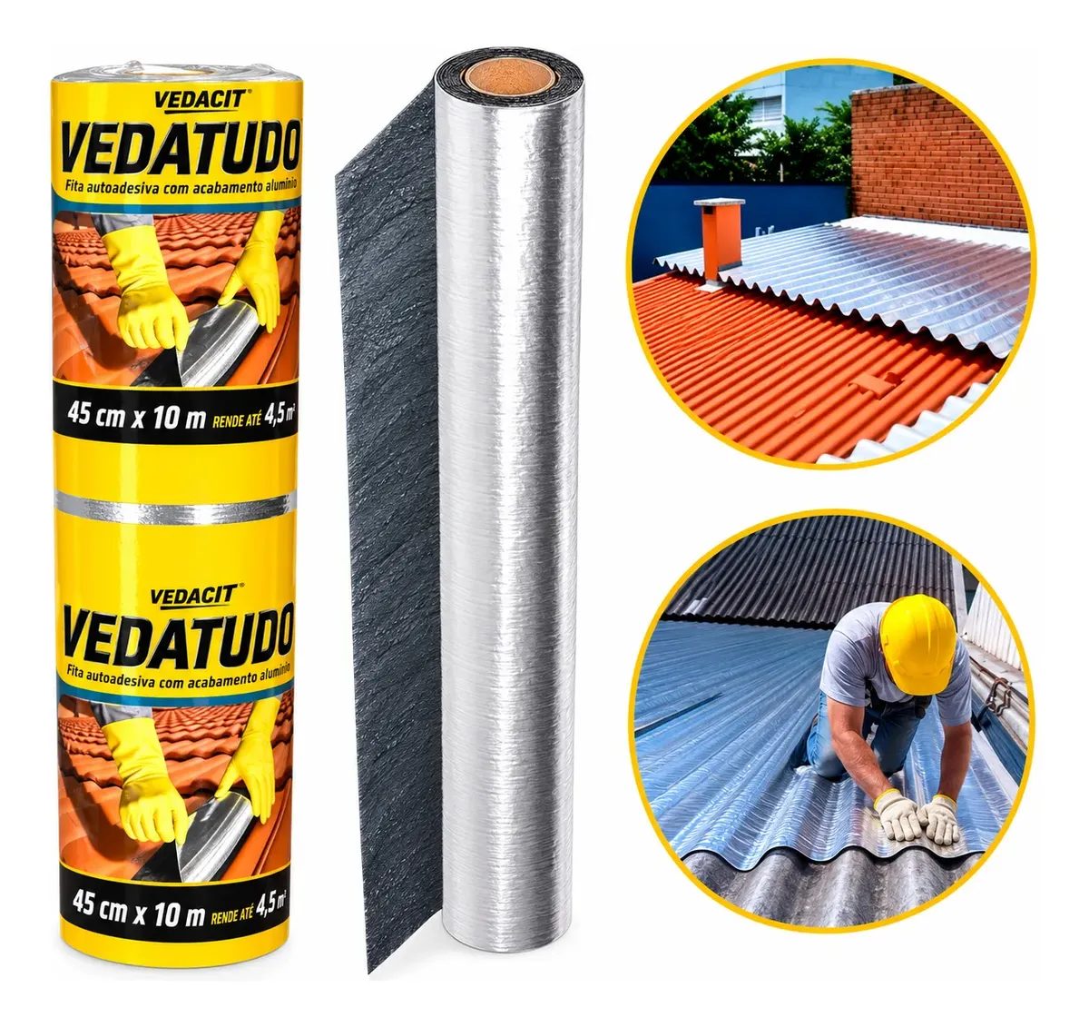Manta Asfáltica Aluminizada Adesiva 45x10 Vedacit