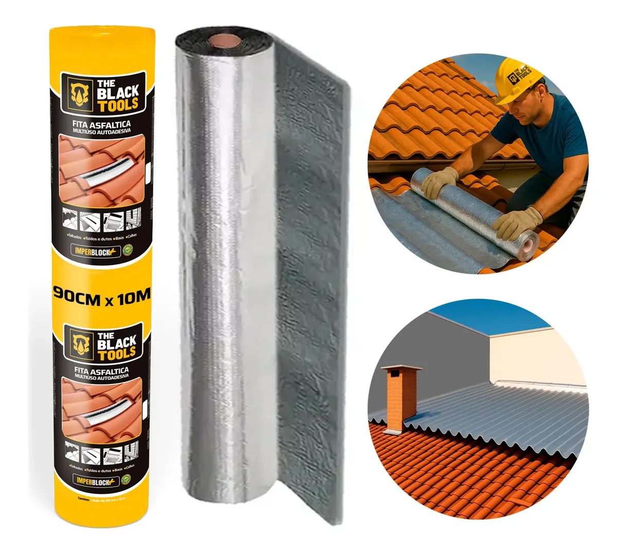 Manta Asfáltica Auto Adesiva Aluminizada - 90cm X 10m