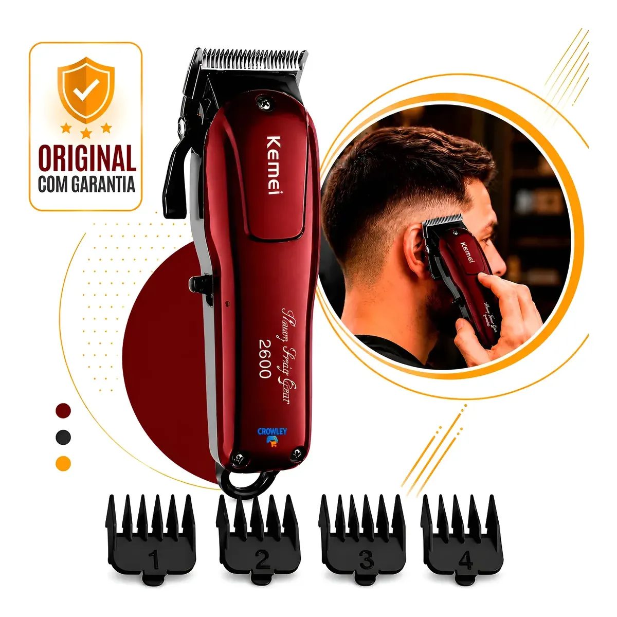 Maquina De Cortar Cabelo Profissional Kemei Km-2600 Bivolt