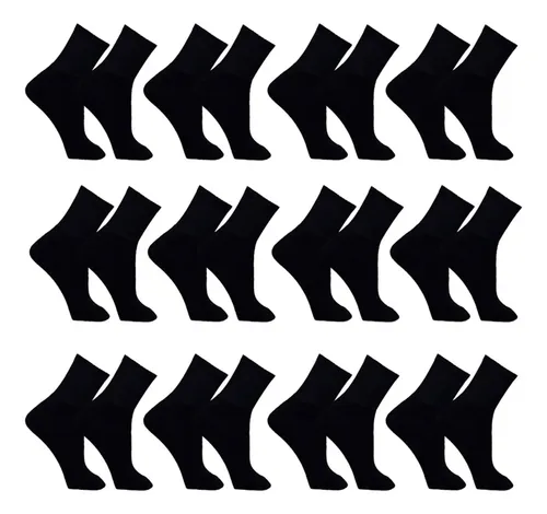 Meia Masculina Kit 12 Pares Cano Alto Longo Sport Preta