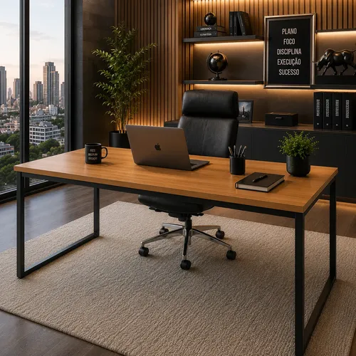Mesa Industrial 150cm Para Escritório Home Office Moderno