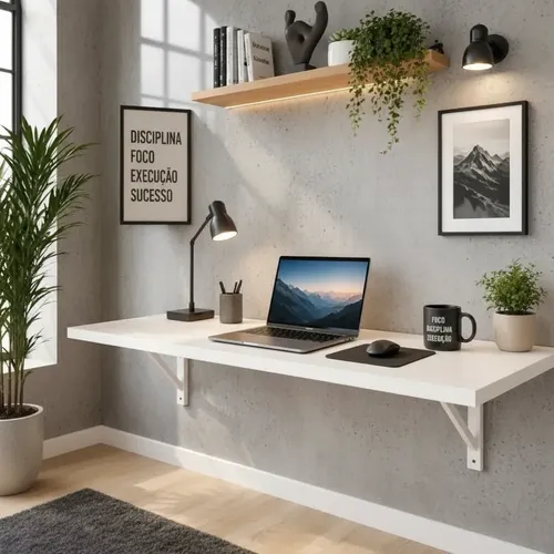 Mesa Suspensa Branco Em Mdf