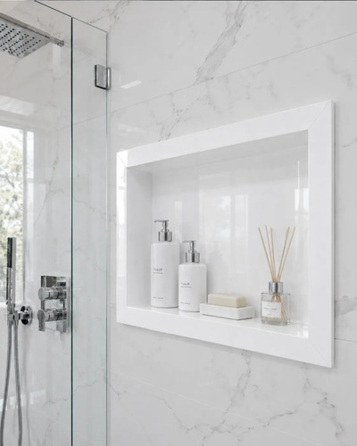 Nicho Porcelanato Banheiro Branco 40x60 Borda Simples