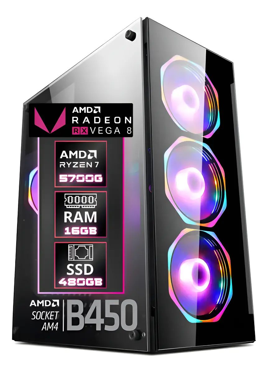 Pc Gamer Fácil Pulse Amd Ryzen 7 5700g Radeon Vega 8 Ssd 480gb 16gb Ddr4 Fonte 500w - Pgf-