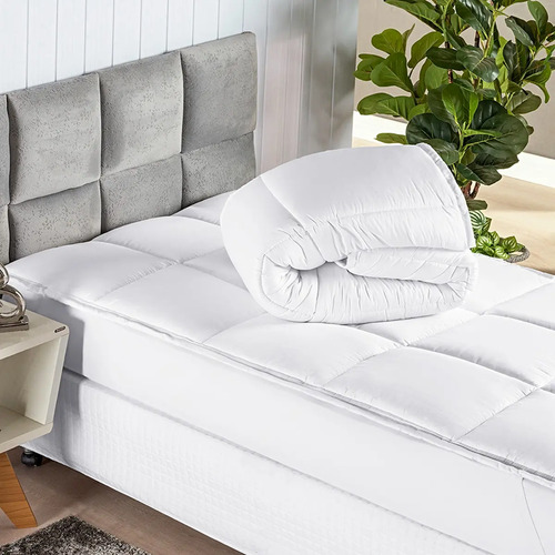 Pillow Top Protetor Colchão Cama Casal 400 Fios