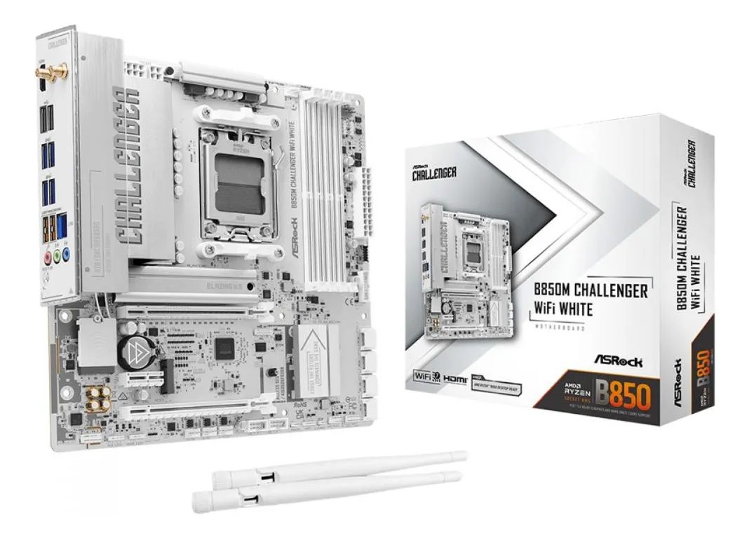 Placa Mãe Asrock B850m Challenger Wifi White Am5 Matx Ddr5
