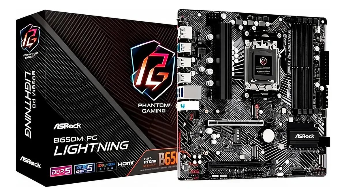Placa Mãe Asrock Pg Lightning B650m Am5 Matx Preto