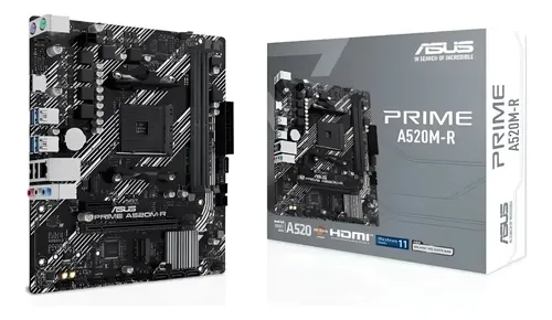 🔥 Placa Mãe Asus Prime A520m-r Am4 Ddr4 M.2 Chipset A520 Hdmi Preto