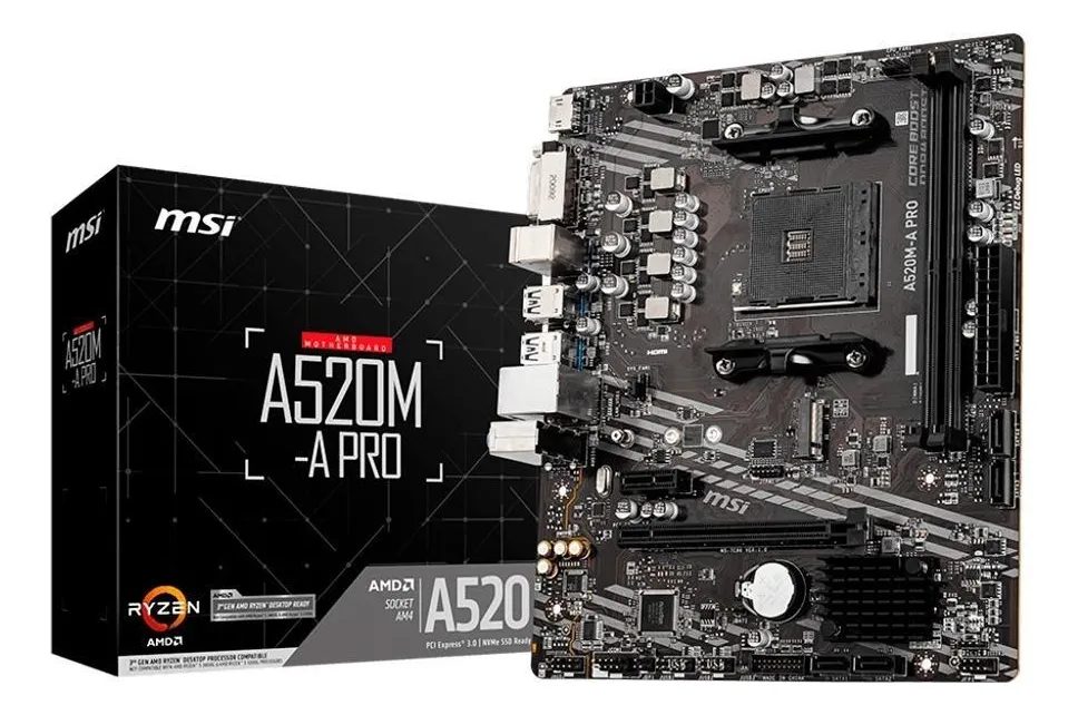 Placa-mãe Msi A520m-a Pro Am4 Matx Ddr4 Preto