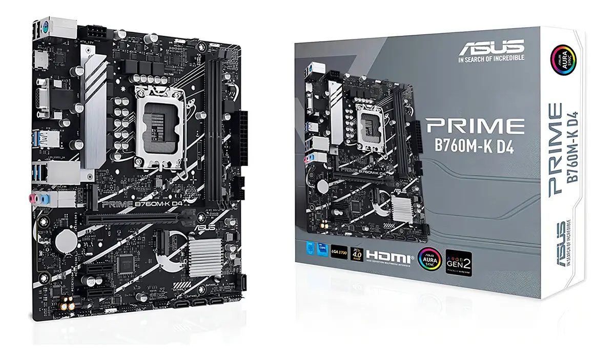 Placa-mãe Asus Prime B760m-k D4 Intel 1700 Ie 4.0 Preto Preto
