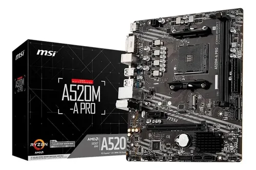 🔥 Placa-mãe Msi A520m-a Pro Amd Am4 Matx Ddr4 Preto Preto