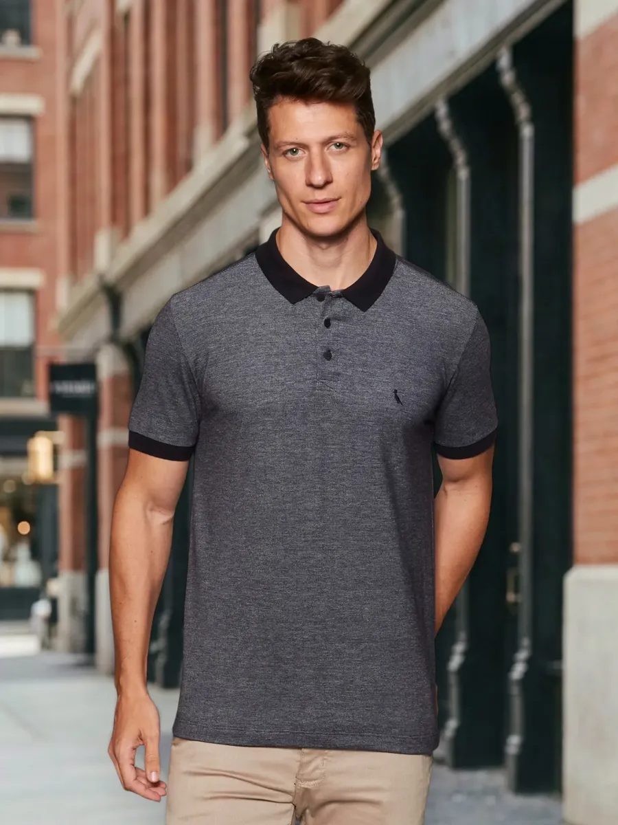 Polo Slim Piquet Denim Reserva (P e M)
