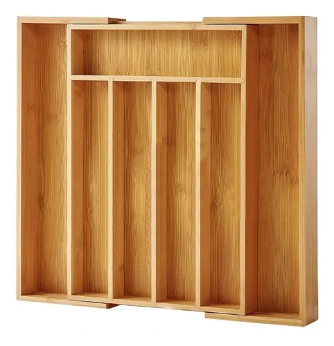 Porta Talheres Gaveta Bambu 7 Divisoria Extensivel Ajustavel