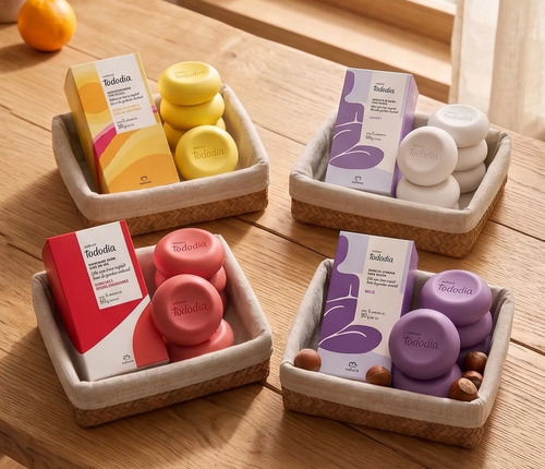 Presente Kit 4 Caixas Sabonetes Tododia 5un 90g Cada: 1 Limão Siciliano + 1 Algodão + 1 Mo