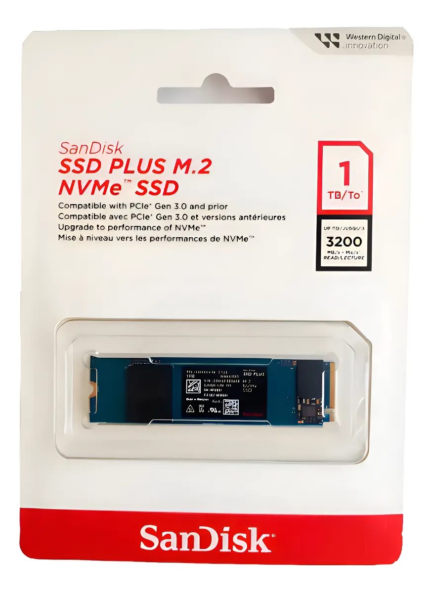 Ssd M.2 Nvme 1tb Sandisk Plus Sdssda3n-1t00-g26 3200mbps Azul-marinho
