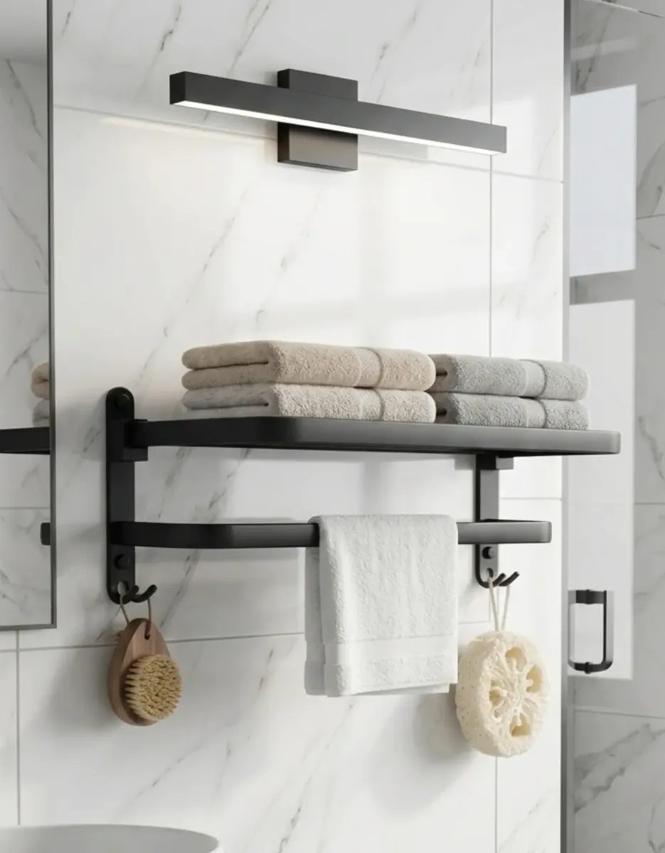 Suporte Porta Toalha Dobrável Preto