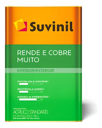 Tinta Acrílica Suvinil Standard 18l Rende E Cobre Muito