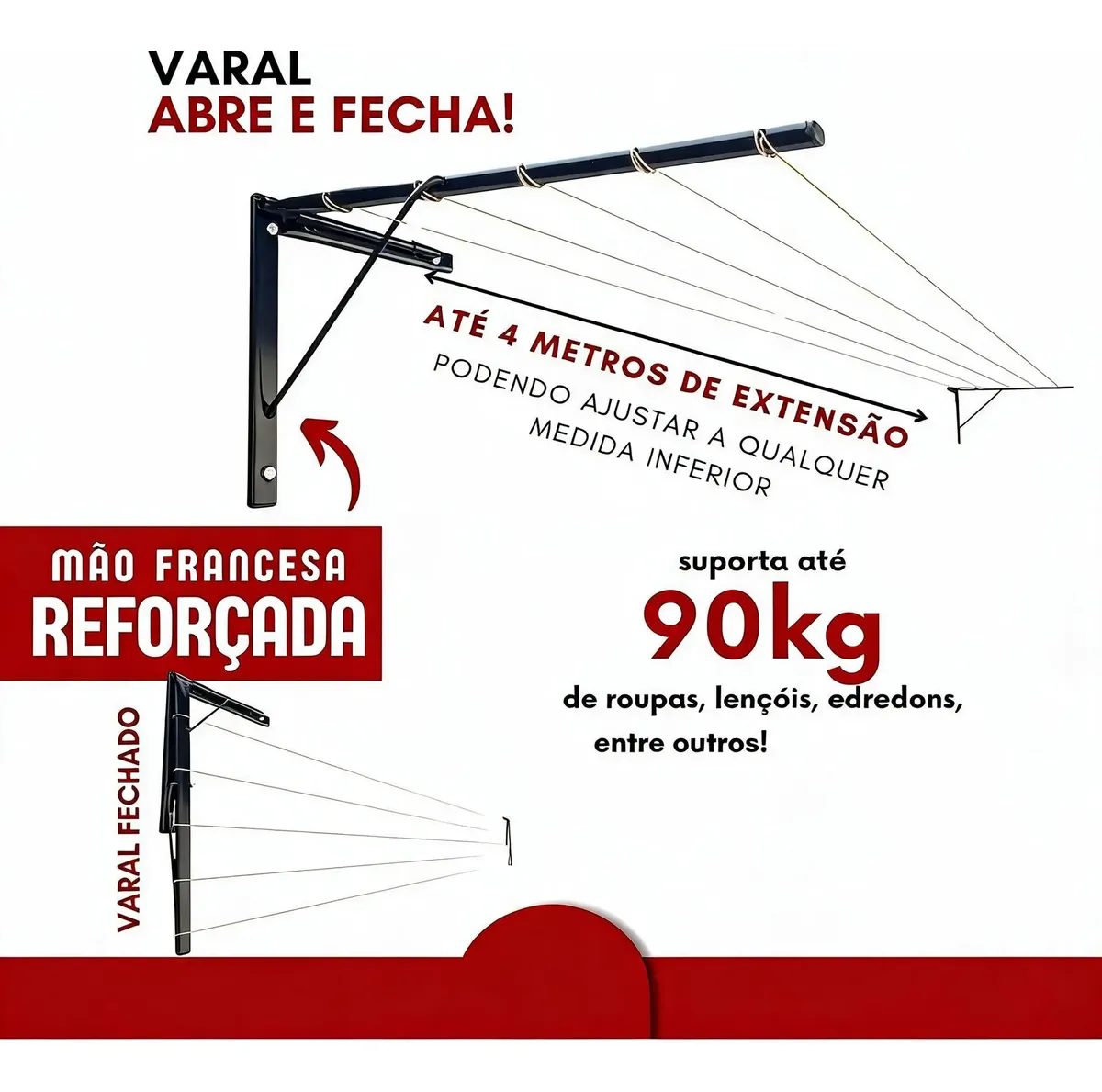 Varal de Parede Reforçado