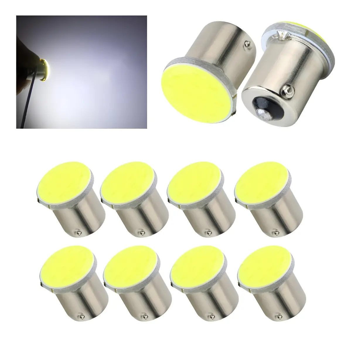 Kit 10 Lâmpadas LED COB BA15S 1 Polo