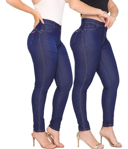 Kit 2 Calça Jeans Feminina Cintura Alta Com Lycra