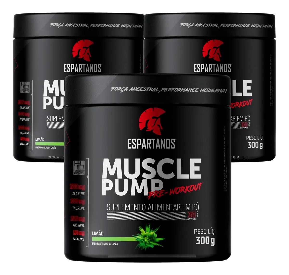 Kit 3x Pré Treino Muscle Pump 300g Espartanos