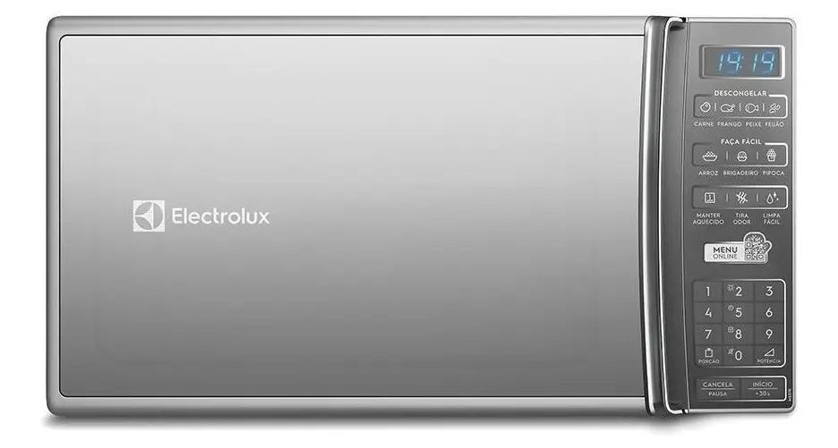 Micro-ondas de Bancada Electrolux Prata 27L com 55 receitas pré-programadas no Menu Online