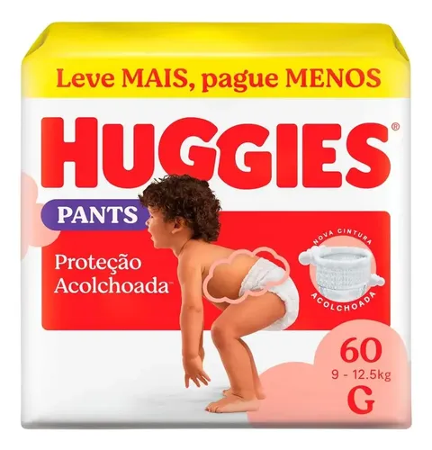 Fralda Huggies Pants Roupinha Proteção Acolchoada G com 60 Unidades