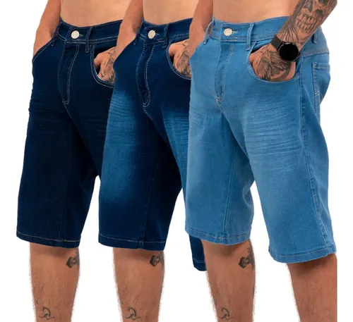 ✅ Kit 3 Bermudas Jeans com Lycra