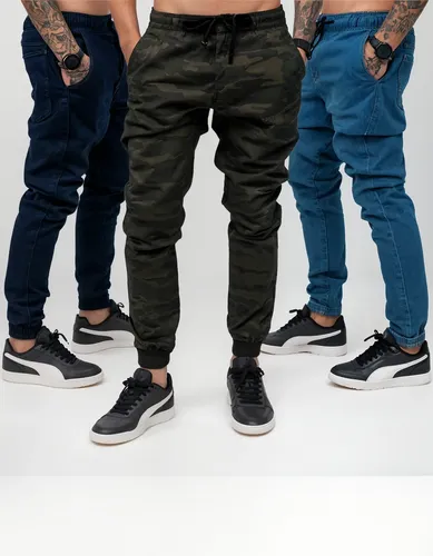 Kit 3 Calças Jogger Masculina Jeans Com Punho Elastico