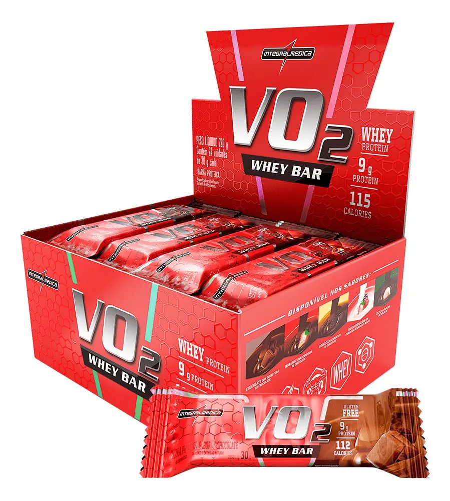 Suplemento Vo2 Whey Bar Chocolate 12 Unidades Integralmédica