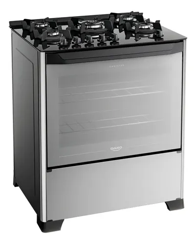 Fogão 5 Bocas Dako Magister Style Com Frente Espelhada Mesa de Vidro e Tripla Chama Bivolt